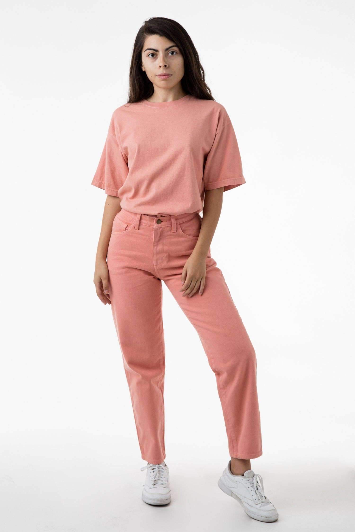 RBDW01GD - Garment Dye Women's Relaxed Fit Bull Denim Jean Jeans Los Angeles Apparel Coral 25/28 