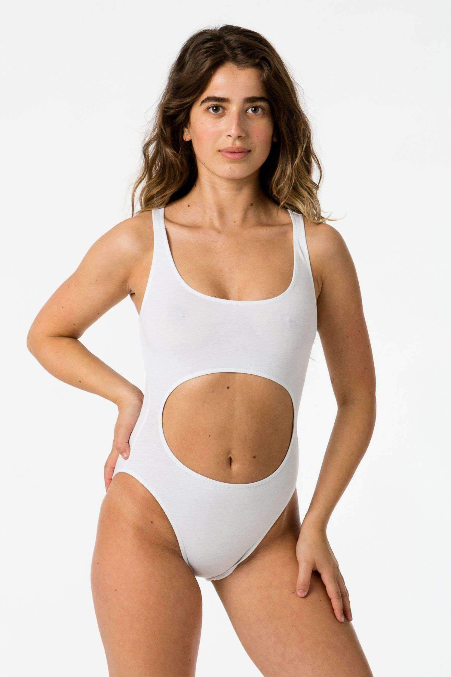 B106CF - Cutout Bodysuit Bodysuits Los Angeles Apparel White XS 
