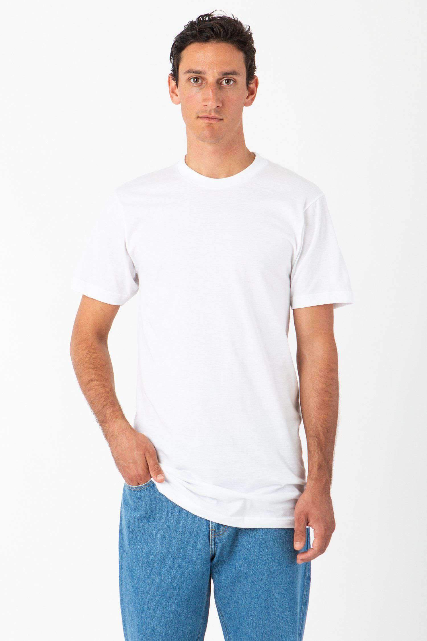 TL20001 - Fine Jersey Crew Neck Tall Tee T-Shirt Los Angeles Apparel White XS 