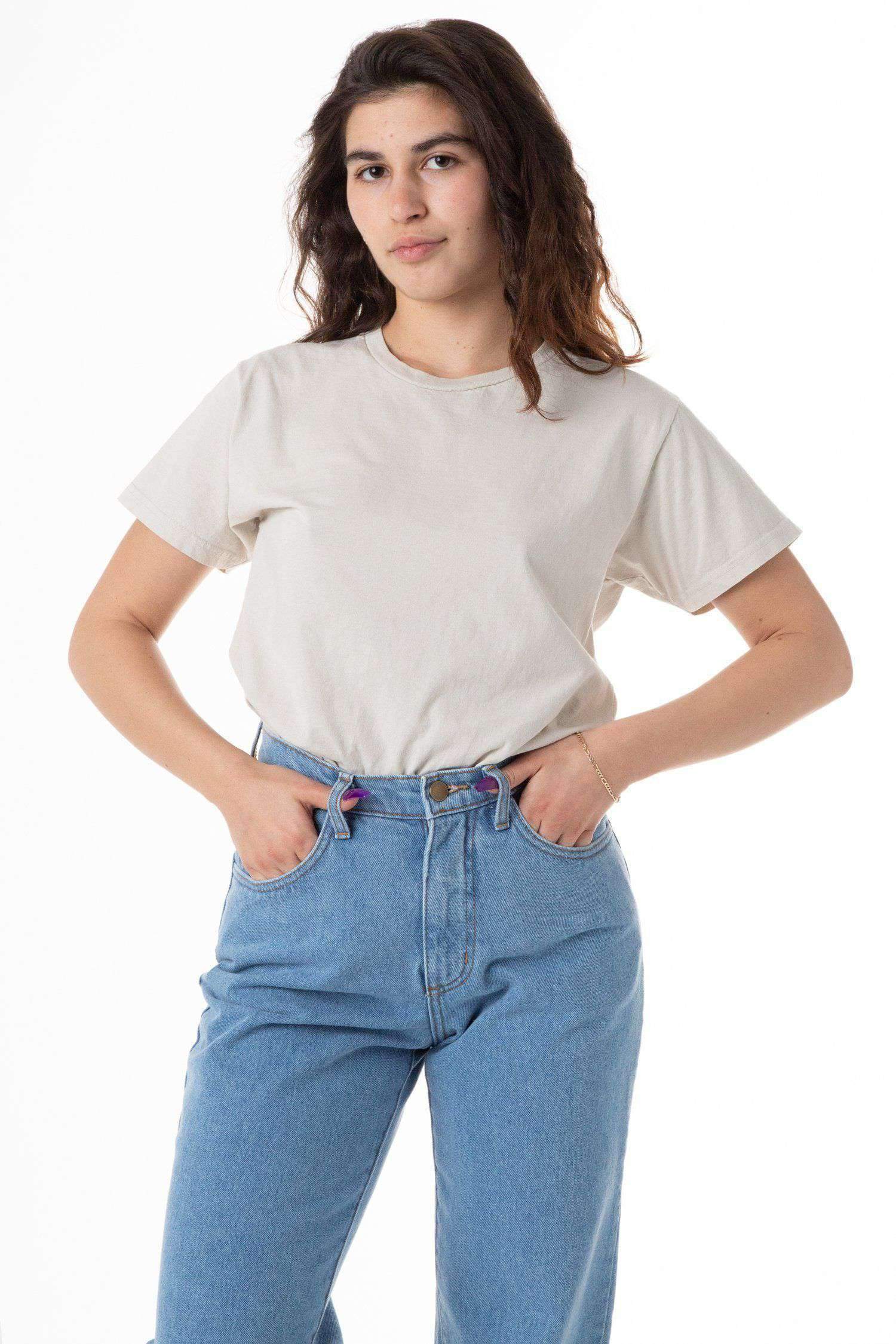 2802GD - Garment Dyed Short Sleeve Boyfriend Tee T-Shirt Los Angeles Apparel Cement XS 