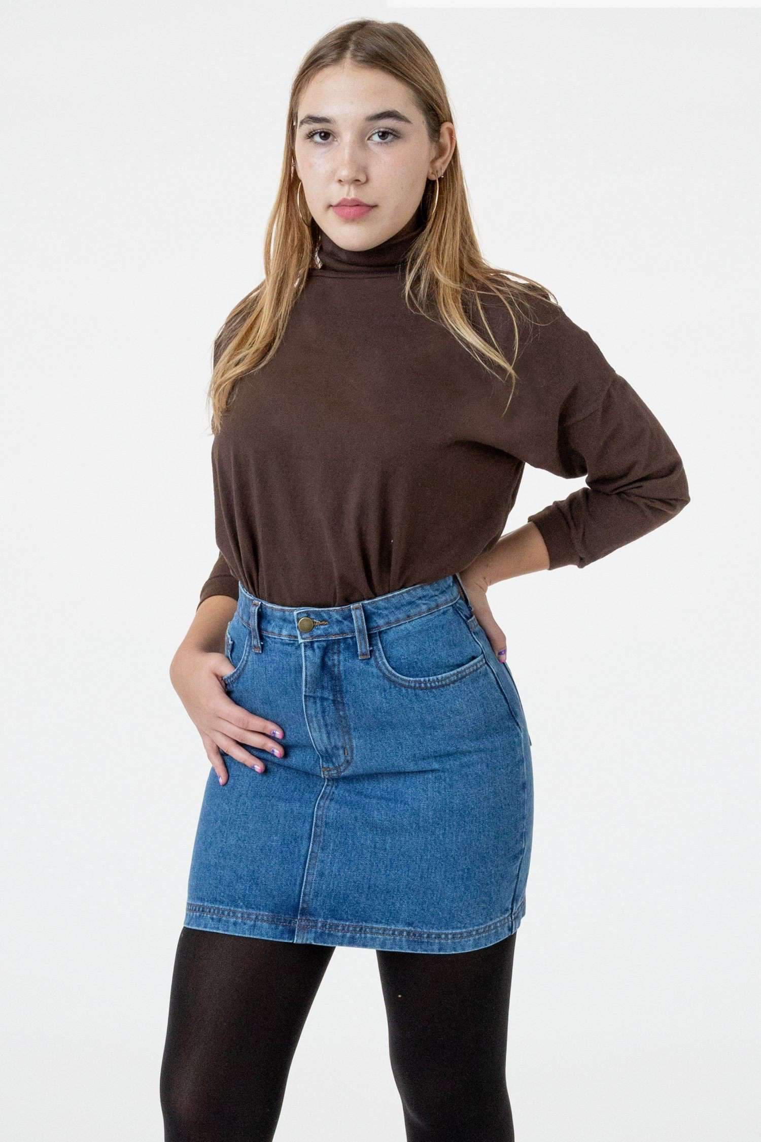 RDNW33 - Denim Mini Skirt Skirt Los Angeles Apparel Dark Medium Wash XS 
