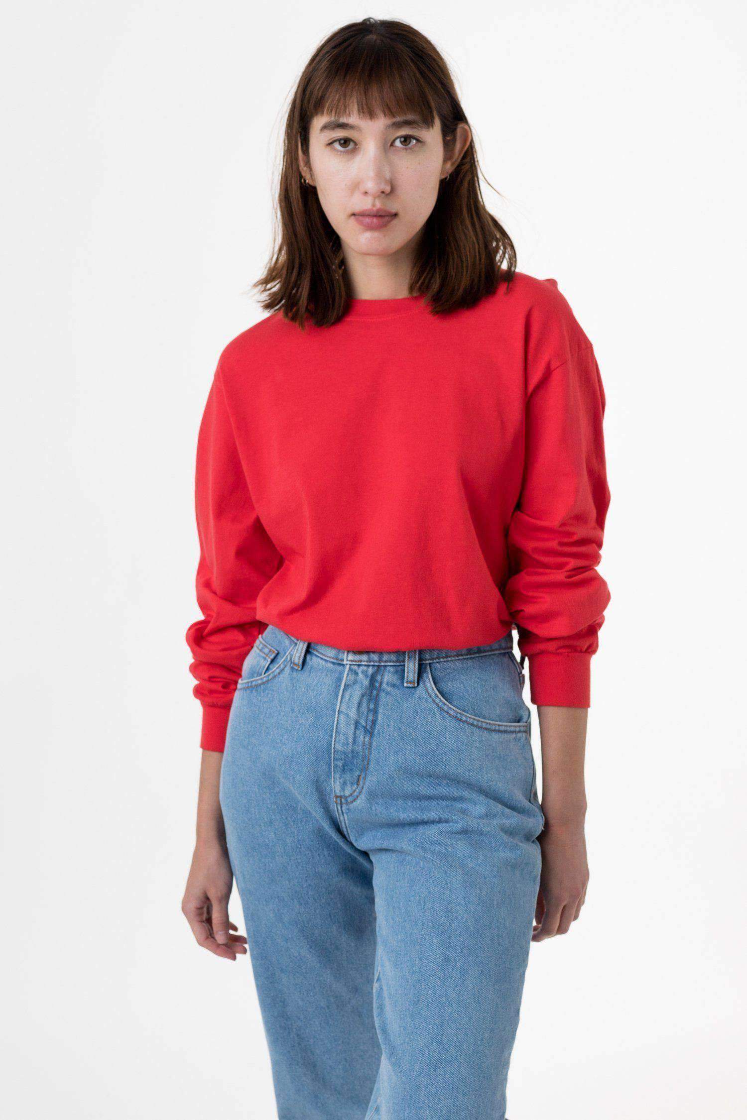 1810GD Mix - Long Sleeve Garment Dye Pocket T-Shirt T-Shirt Los Angeles Apparel Tomato XS 