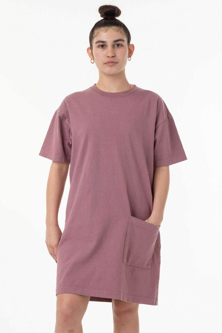 1431GD - Garment Dye Oversized T-shirt Dress Dress Los Angeles Apparel Mauve XS/S 