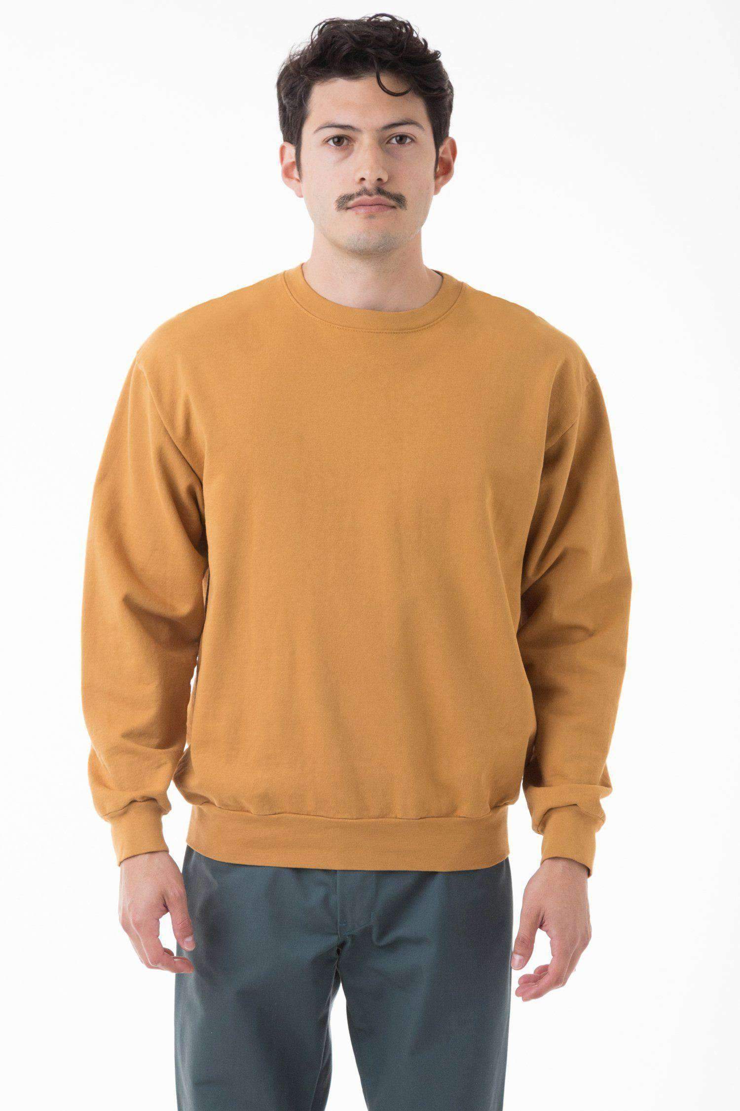 MWT07GD - Long Sleeve Garment Dye French Terry Pullover Sweatshirt Los Angeles Apparel Camel XS 