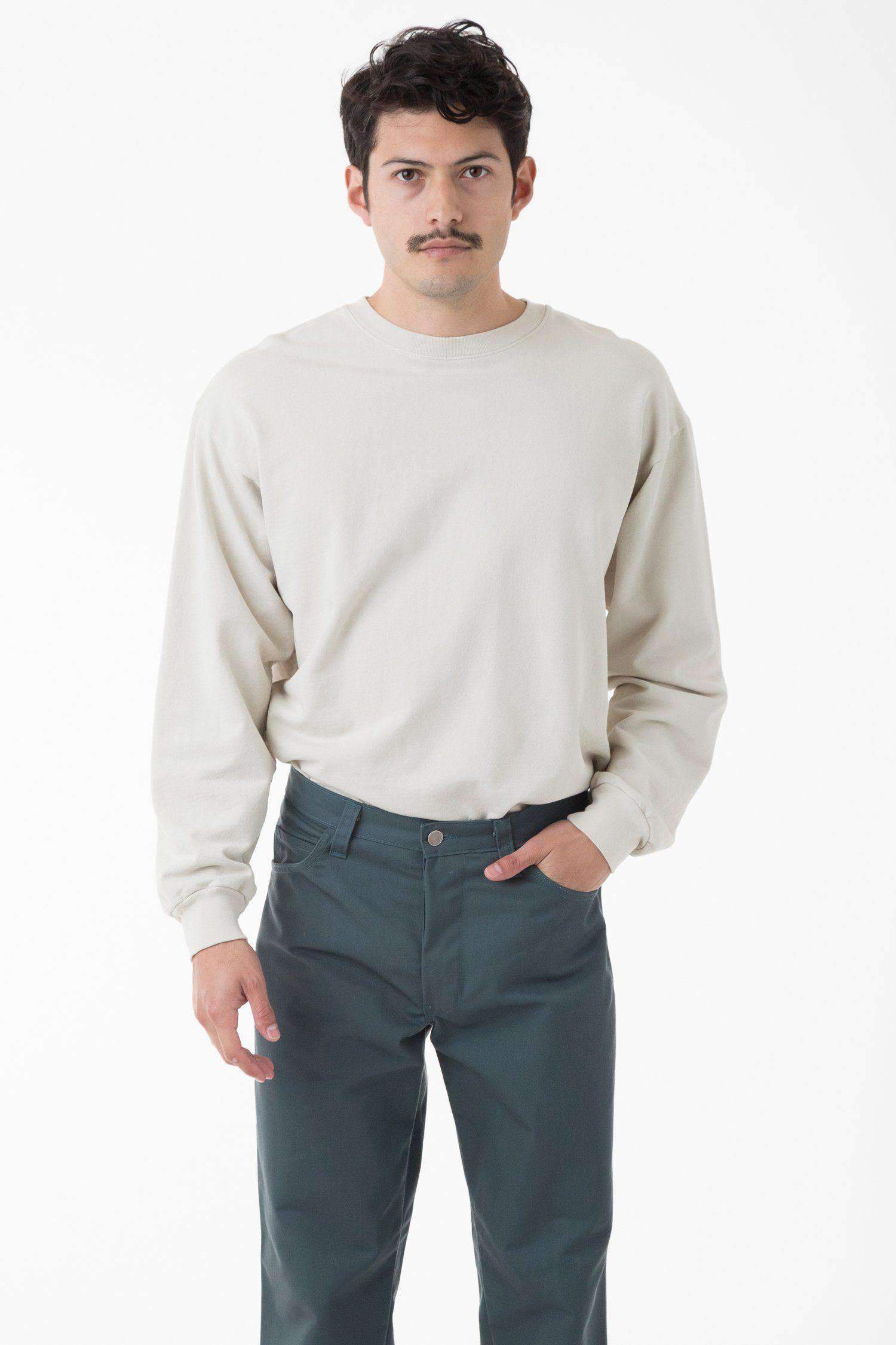 MWT07GD - Long Sleeve Garment Dye French Terry Pullover Sweatshirt Los Angeles Apparel Cement XS 