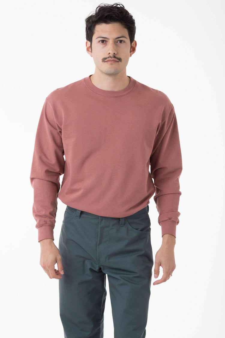 MWT07GD - Long Sleeve Garment Dye French Terry Pullover Sweatshirt Los Angeles Apparel Old Rose XS 