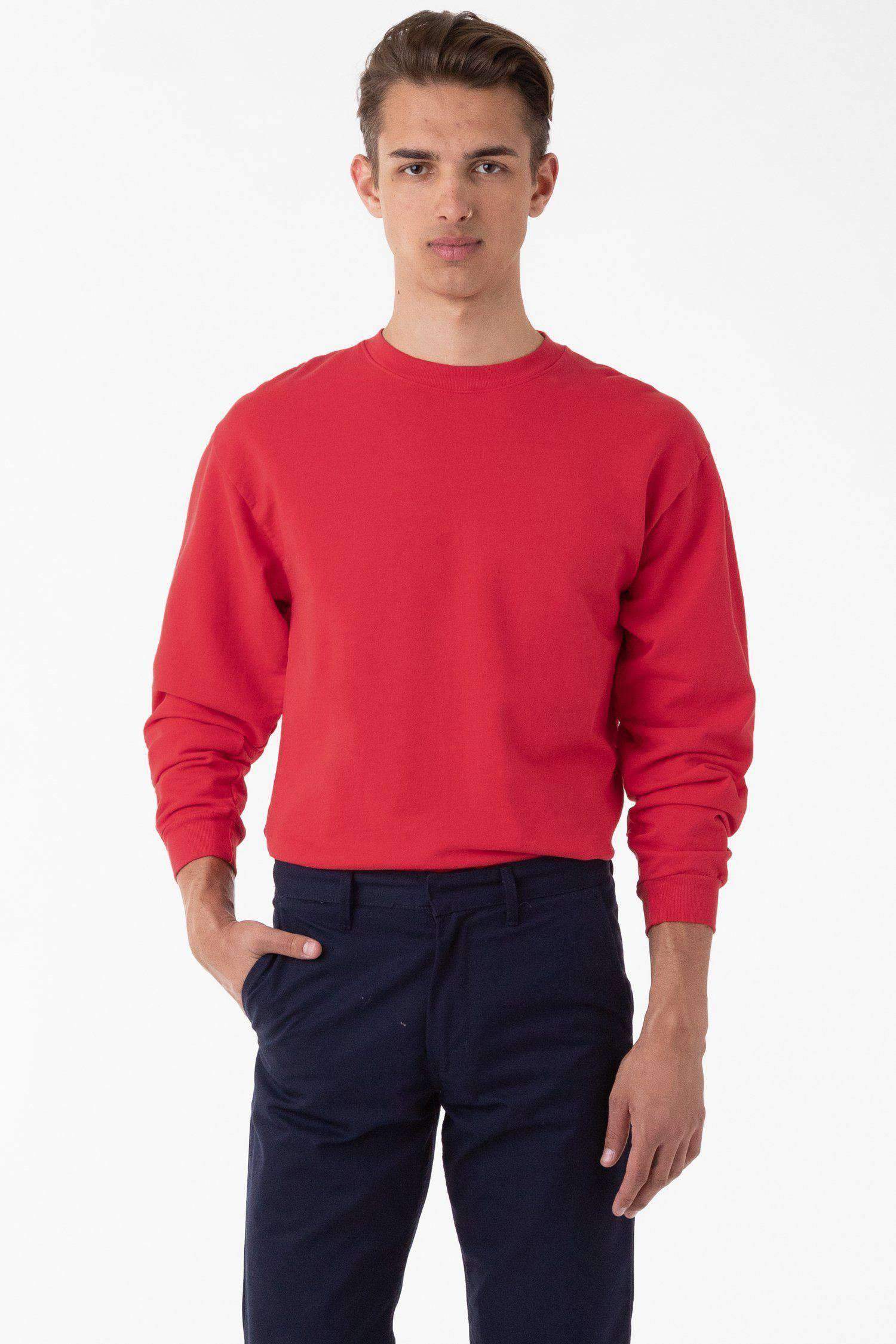 MWT07GD - Long Sleeve Garment Dye French Terry Pullover Sweatshirt Los Angeles Apparel Tomato XS 