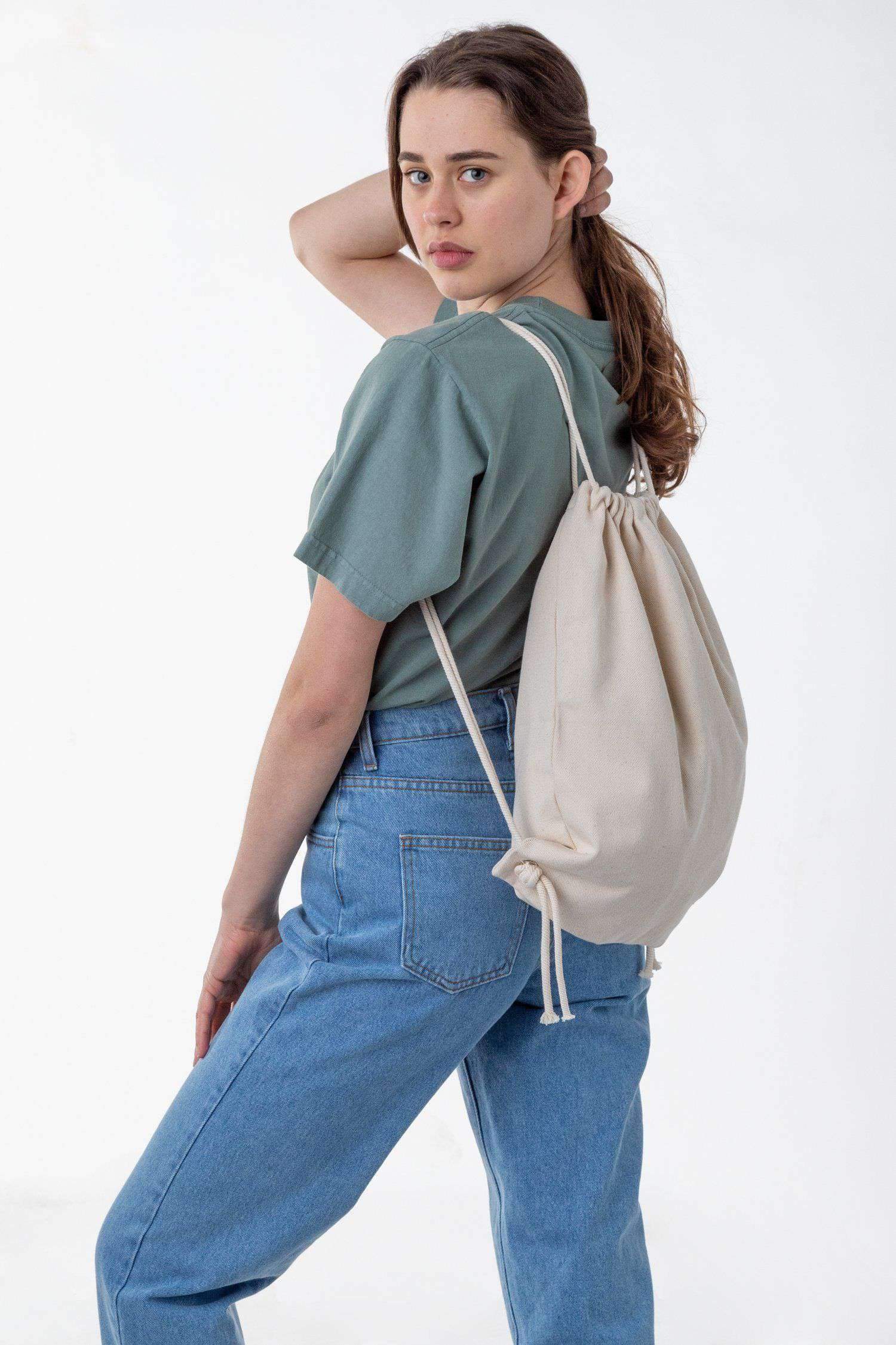 BD09 - Bull Denim Drawstring Backpack Bags Los Angeles Apparel Natural 