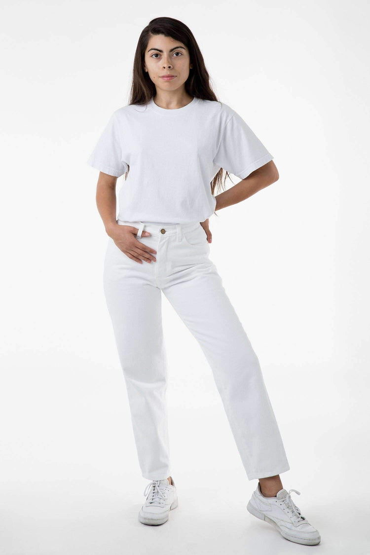RBDW01GD - Garment Dye Women's Relaxed Fit Bull Denim Jean Jeans Los Angeles Apparel Optic White 25/28 