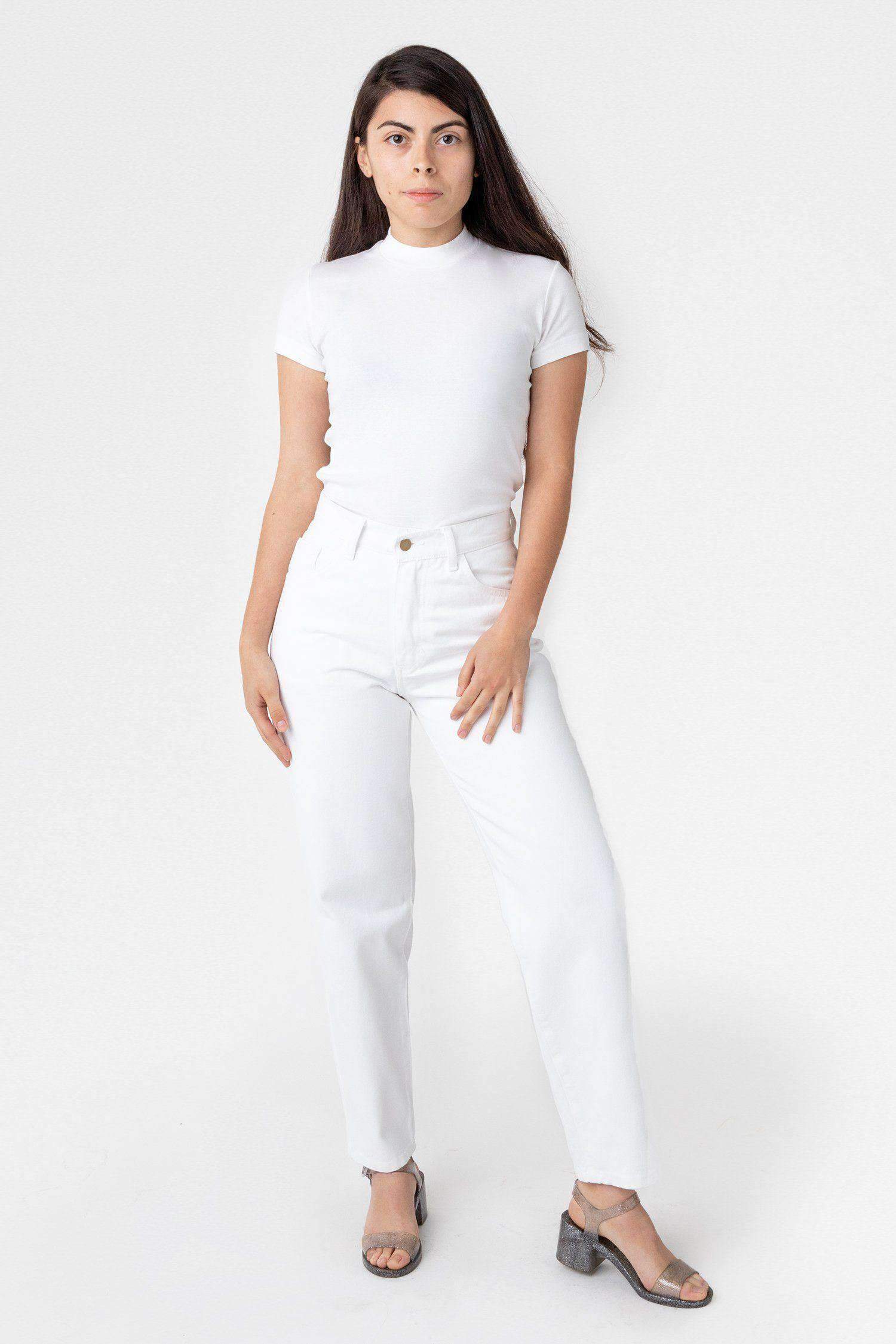 RBDW01GD - Garment Dye Women's Relaxed Fit Bull Denim Jean Jeans Los Angeles Apparel Optic White 25/28 