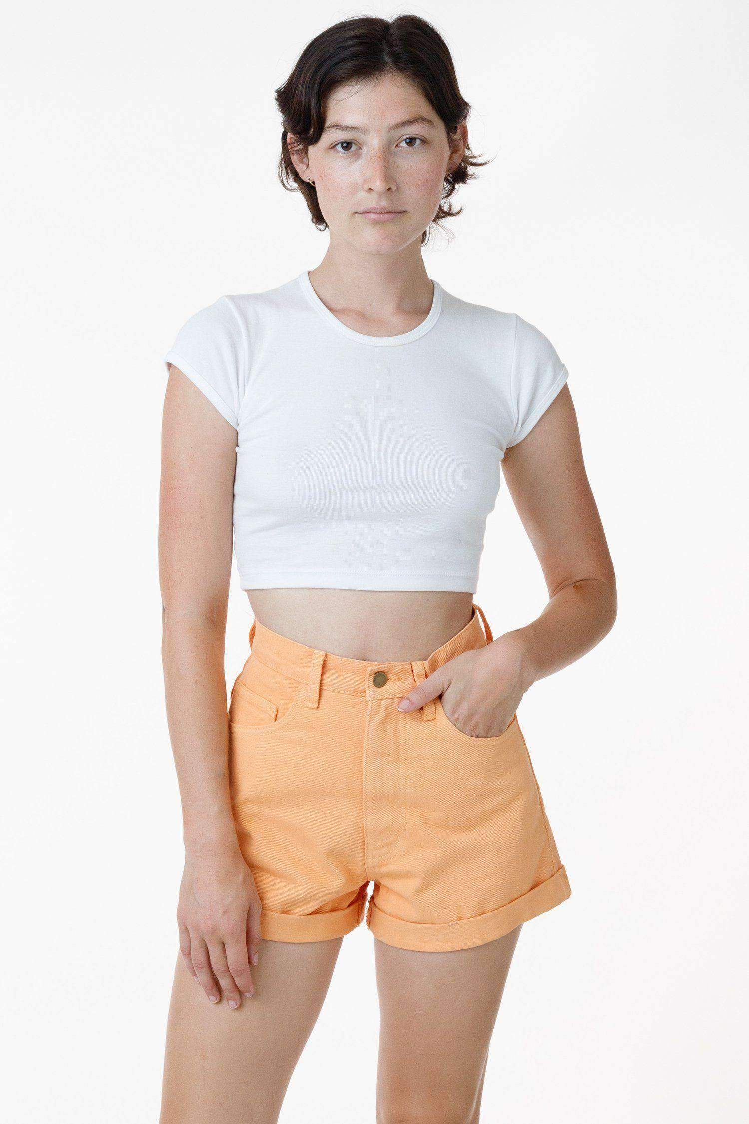 RBDW05GD - Bull Denim Garment Dye Cuff Short (Limited Edition) Shorts Los Angeles Apparel Orange Chiffon 24 