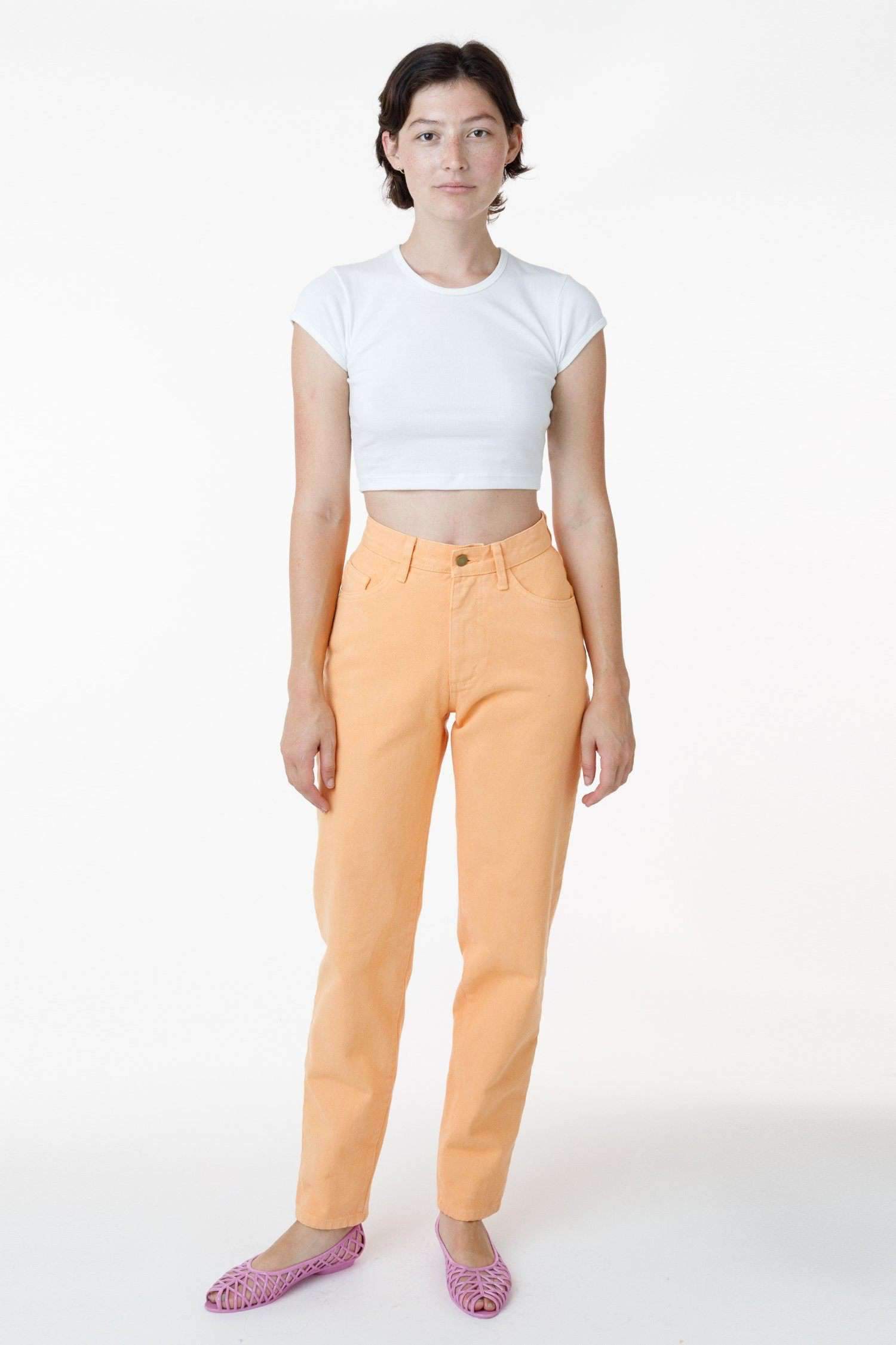 RBDW01GD - Garment Dye Women's Relaxed Fit Bull Denim Jean (Limited Edition) Jeans Los Angeles Apparel Orange Chiffon 24/28 