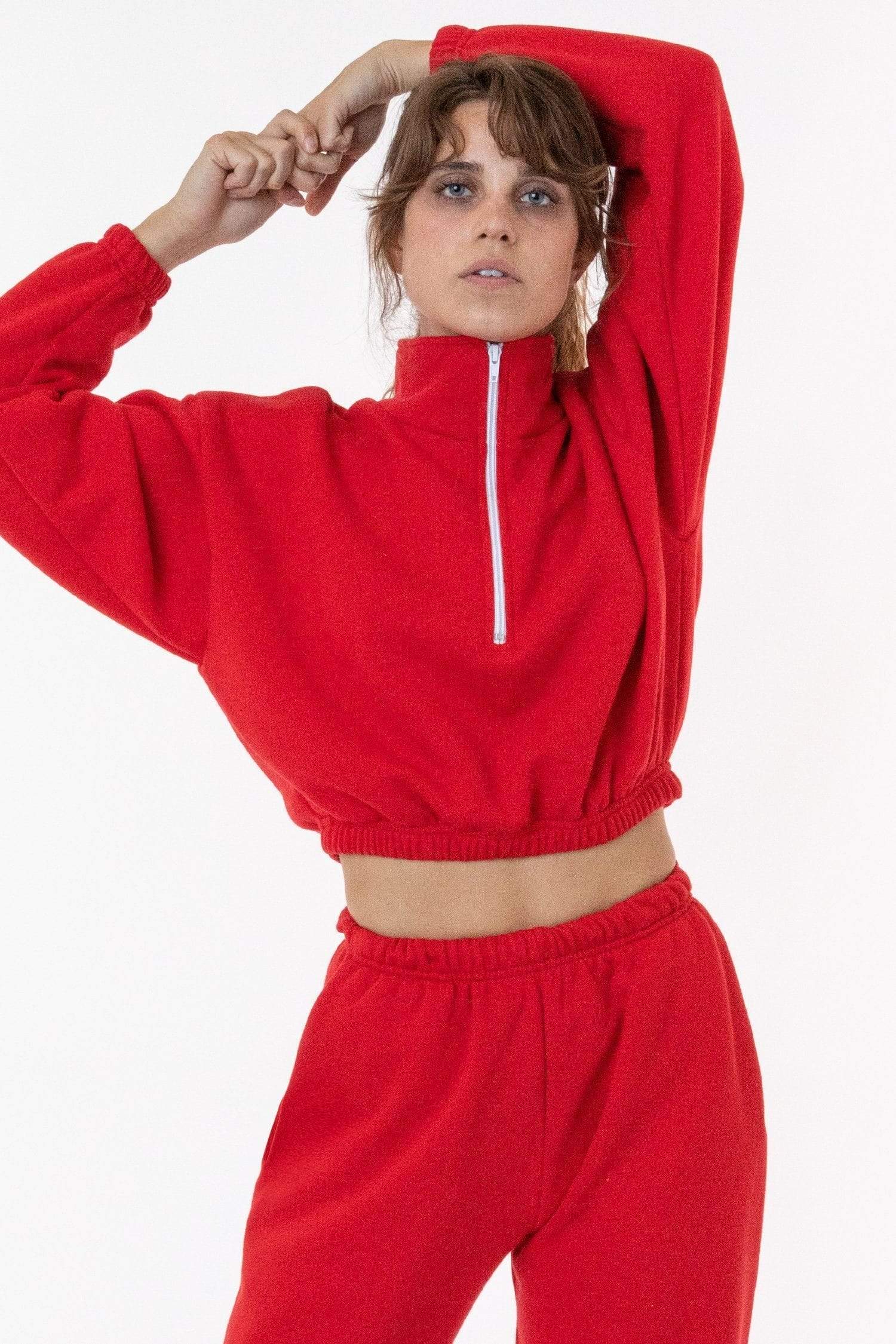 F396 - Flex Fleece Half Zip Cropped Pullover – Los Angeles Apparel