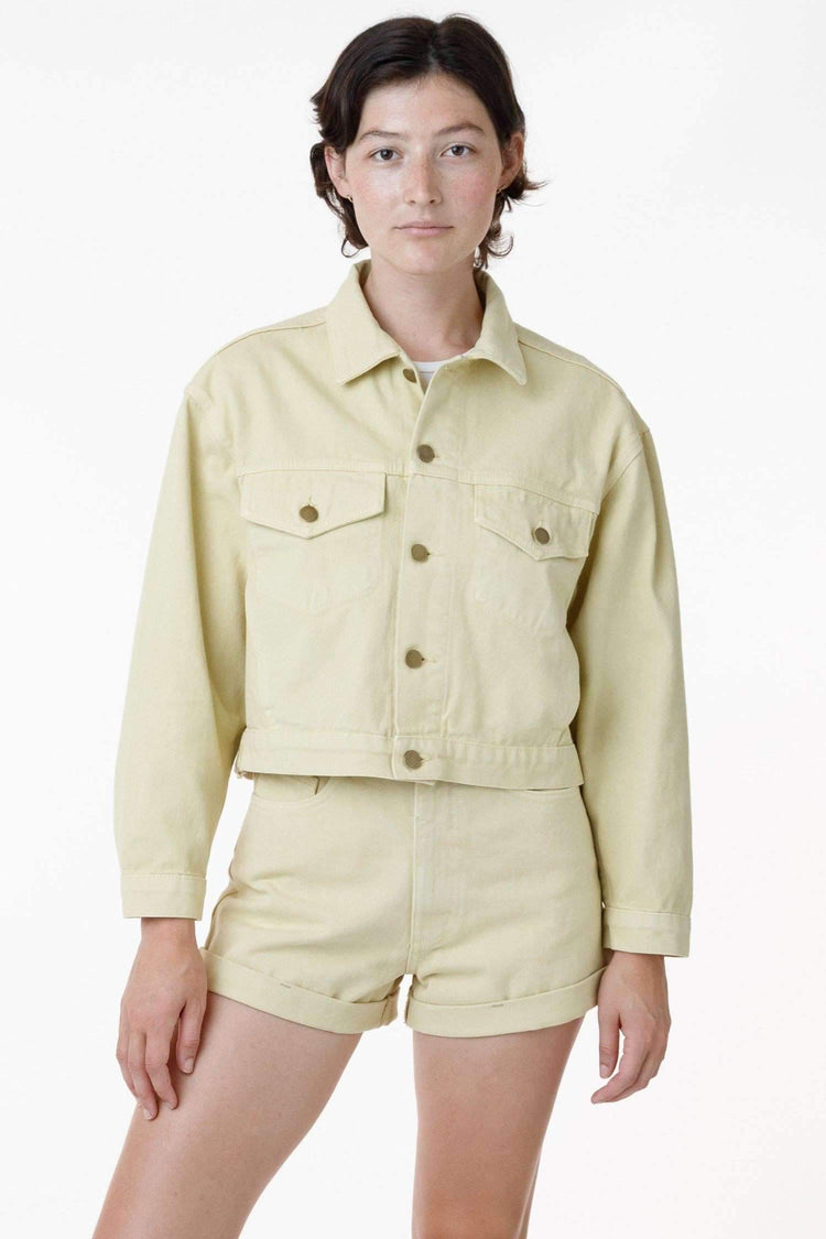 RBDW03GD - Garment Dye Cropped Bull Denim Jacket (Limited Edition) Jacket Los Angeles Apparel Soybean XS 