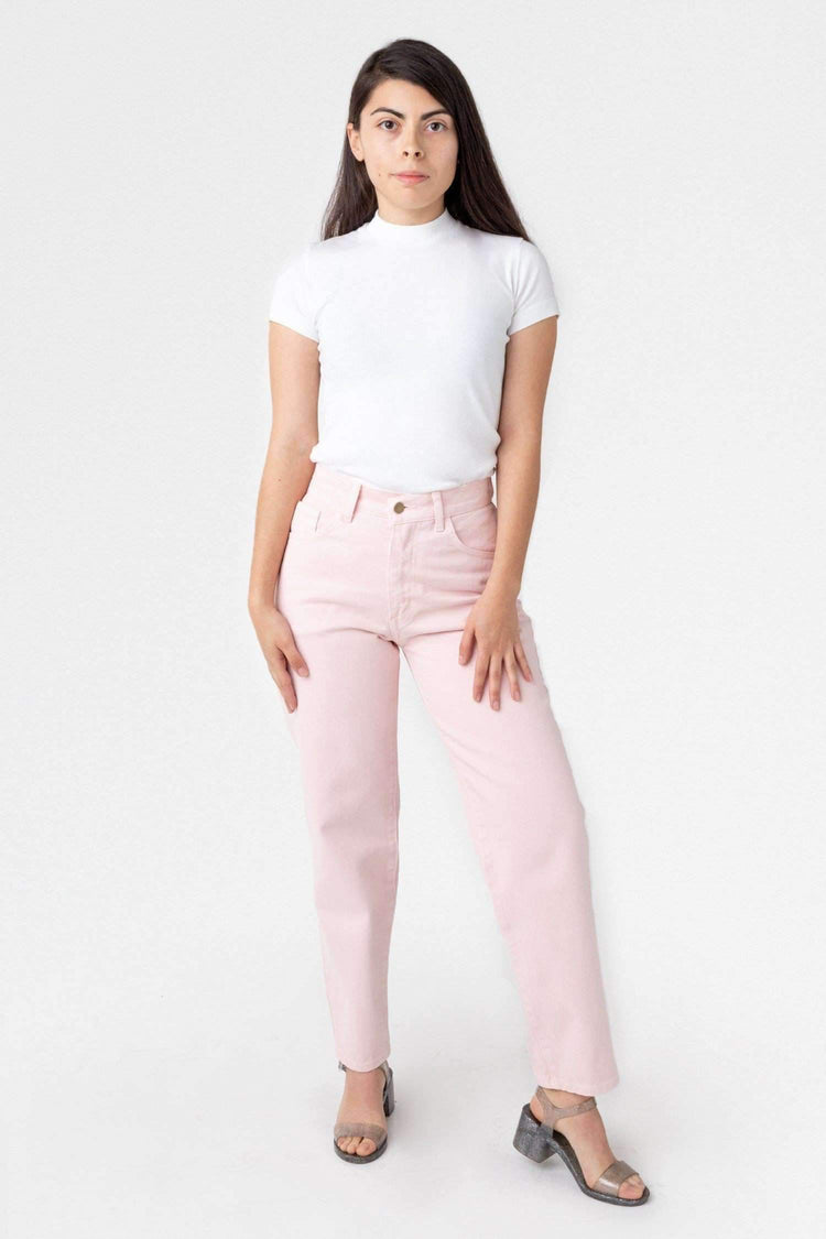 RBDW01GD - Garment Dye Women's Relaxed Fit Bull Denim Jean Jeans Los Angeles Apparel Seashell Pink 24/28 