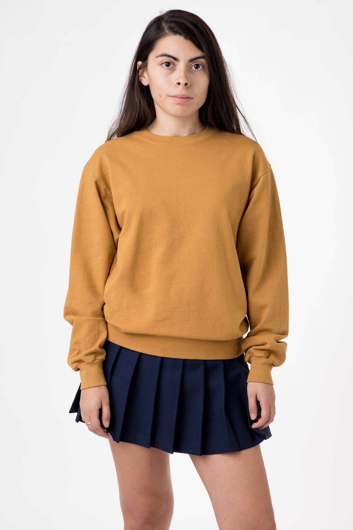MWT07GD Unisex - Long Sleeve Garment Dye French Terry Pullover Sweatshirt Los Angeles Apparel Camel XS 